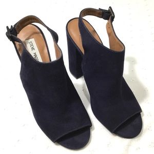 Steve Madden Navy Blue Suede Peep Toe Sling Back